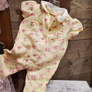 First Impressions Baby Girl One Piece 0–3M Yellow Pink Floral Bodysuit